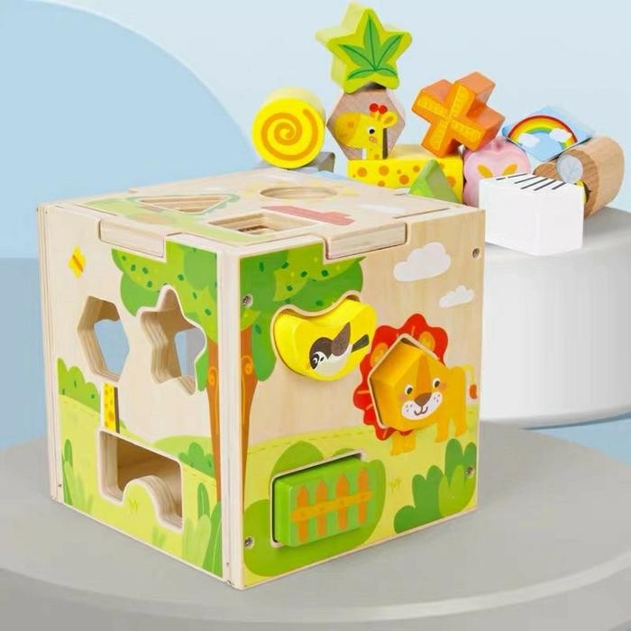 Rrady  Wooden busy box, wooden busy box animal, mainan edukasi, baby busy box