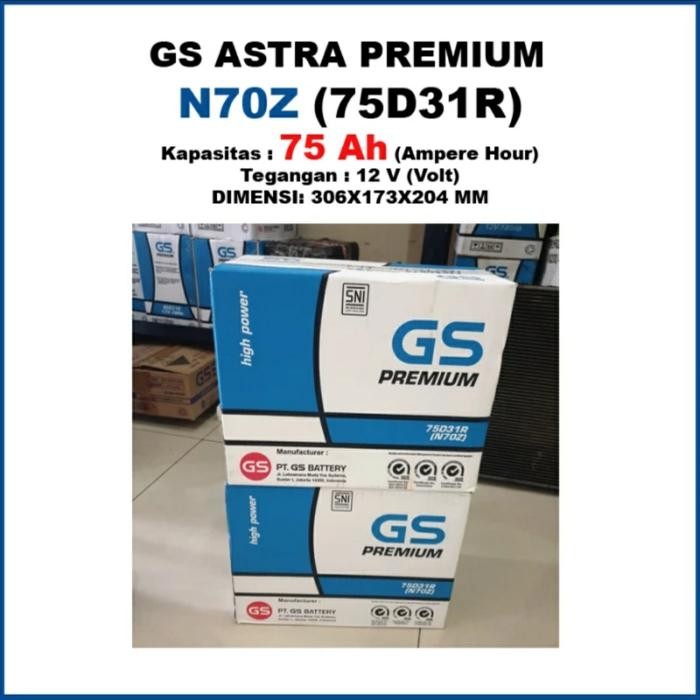 Ready GS N70Z Aki Mobil GS Astra Battery N70 Z
