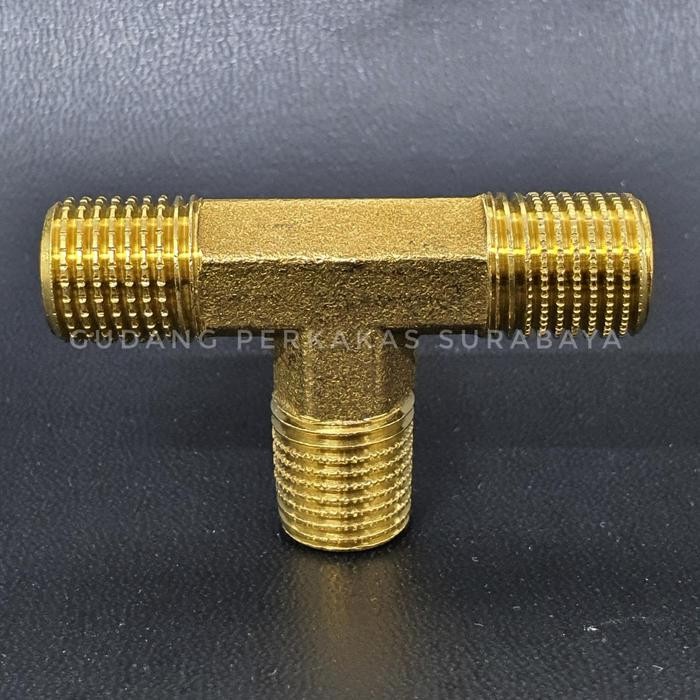 T Connector Drat Luar 1/4 Sambungan Pipa 1/4 In Drat Luar Tee Pipa