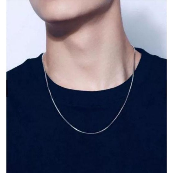 Kalung Titanium Bulat Pria 50 cm Anti Karat Anti Alergi Selamanya *