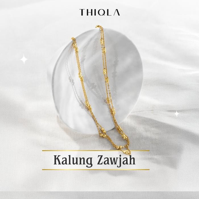 THIQLA - Kalung Jedar 2 Layer ZAWJAH - Kalung Serut Wanita Cewek Mirip Kalung Emas Asli - Kalung