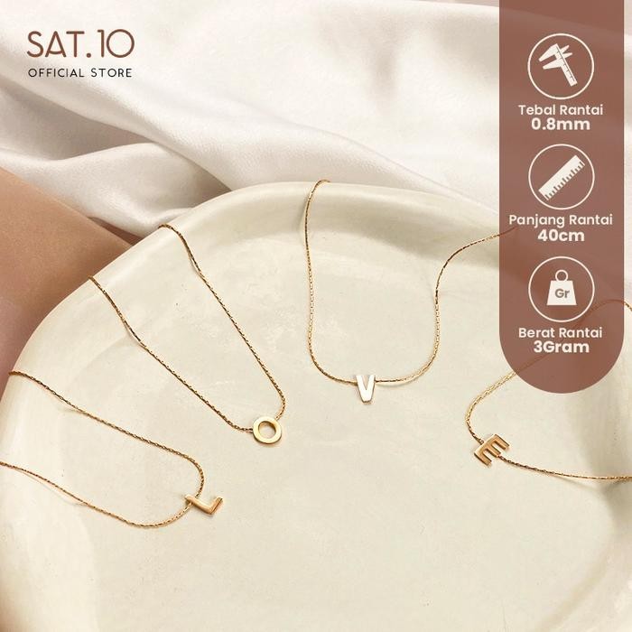 SAT.10 Desain - Kalung Liontin Huruf Rose Gold Bahan Titanium Baja Berlapis Emas 18K SAT-FCA4030