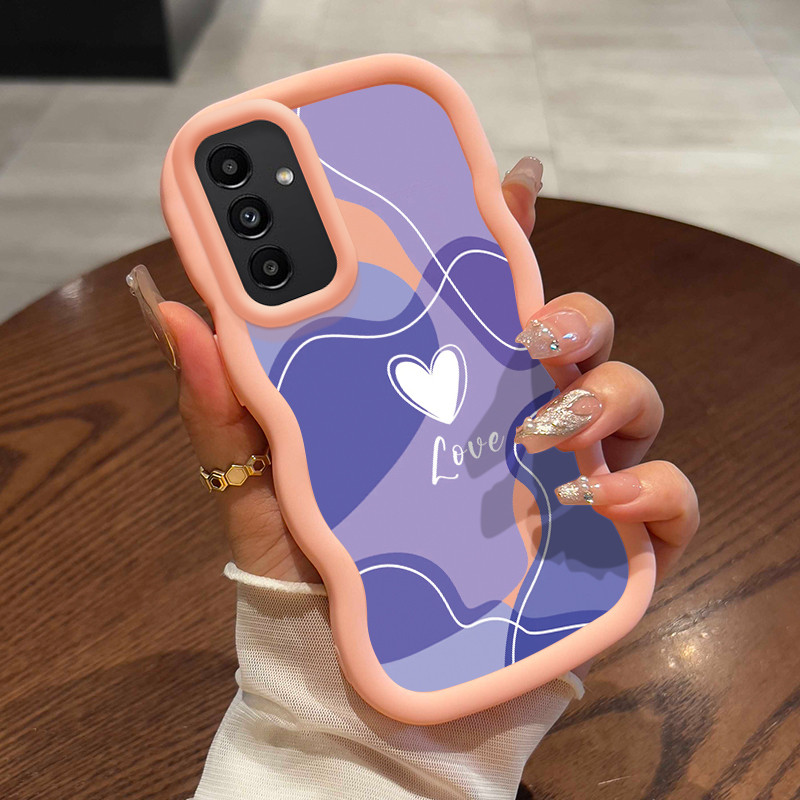 Casing HP Untuk Samsung A24 Case Hati ungu Kasus Lembut Kesing Cesing lunak Silikon Softcase Macaron