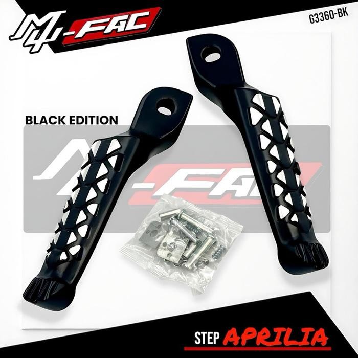 Yollaola.store Footstep MUFAC Step Belakang APRILIA Universal BLACK EDITION