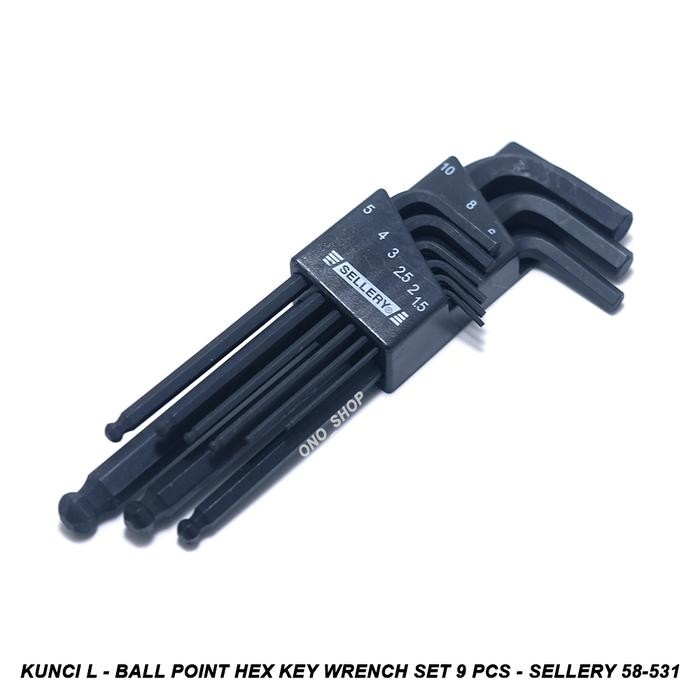 Ready Kunci L - Ball Point Hex Key Wrench 9 Pcs - Sellery 58-531