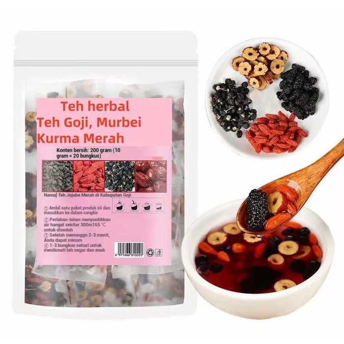 

Lecy.store2 Teh Herbal Kesehatan Kombinasi Teh Goji, Murbei, dan Kurma Merah untuk Pemulihan Setelah