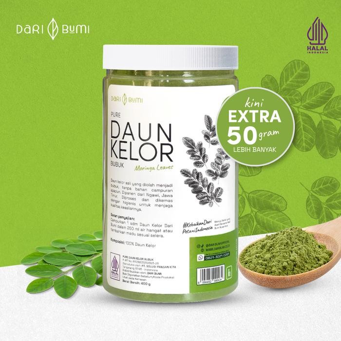 

Vanilla.storee Bubuk Moringa Daribumi 400 gr Pure Serbuk Daun Kelor Premium Organic