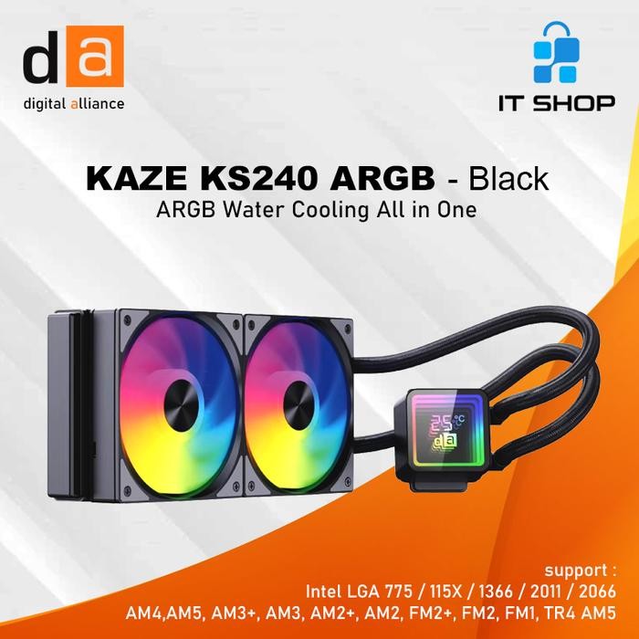 Digital Alliance KAZE KS240 ARGB Liquid CPU Cooler - Black Surgabelanja