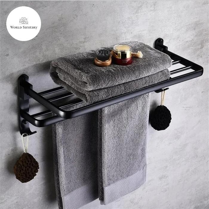 Rak Handuk Kamar Mandi Model Toto Warna Hitam