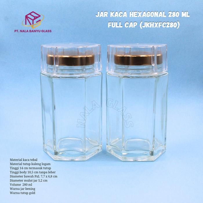 Jkhxfc280 Jar Kaca Hexagonal 280Ml / Toples Jar Madu 280Ml Tebal/Selai