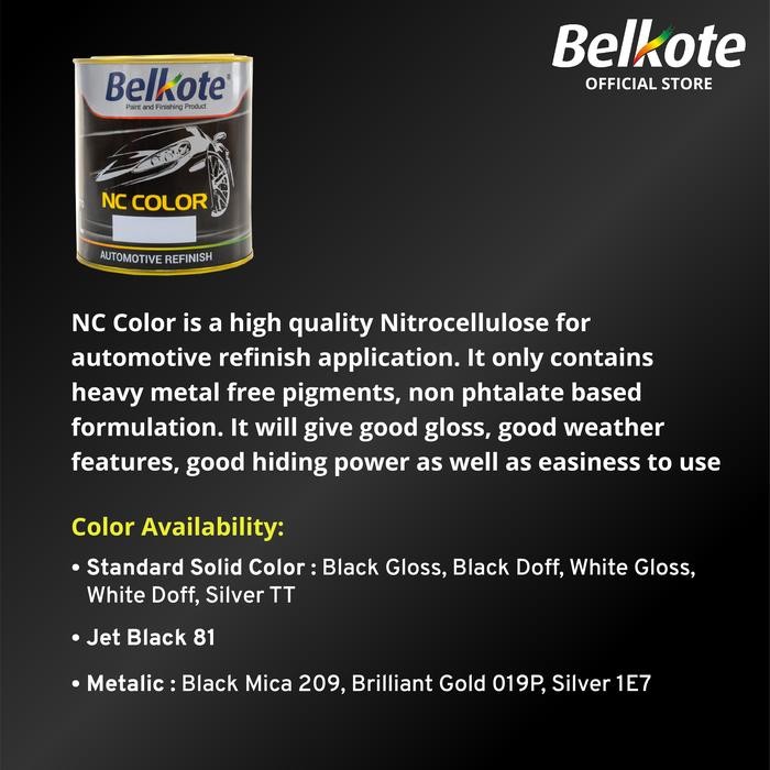 Cat duco BELKOTE NC Color Series (Solid, Jet Black 81, 1L) mobil