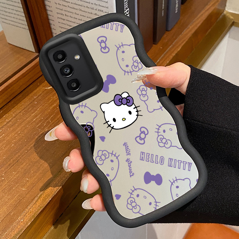 Casing Untuk Samsung A24 Case Casing ponsel cermin Silikon Softcase motif pola sederhana kucing ungu