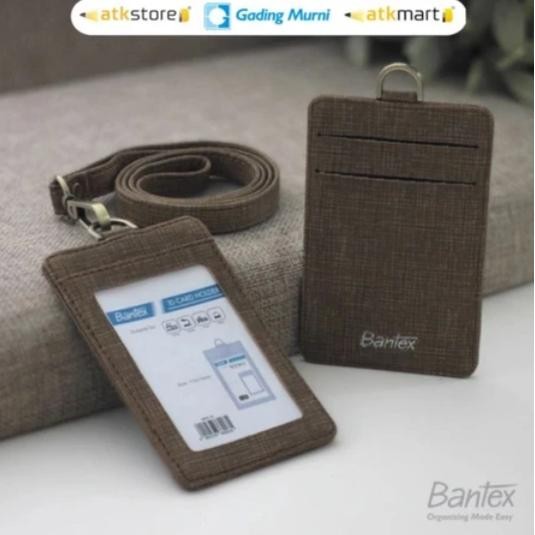 

Bantex Leather Name Tag Id Card Holder Kulit Sintetis Lanyard Tali 8869