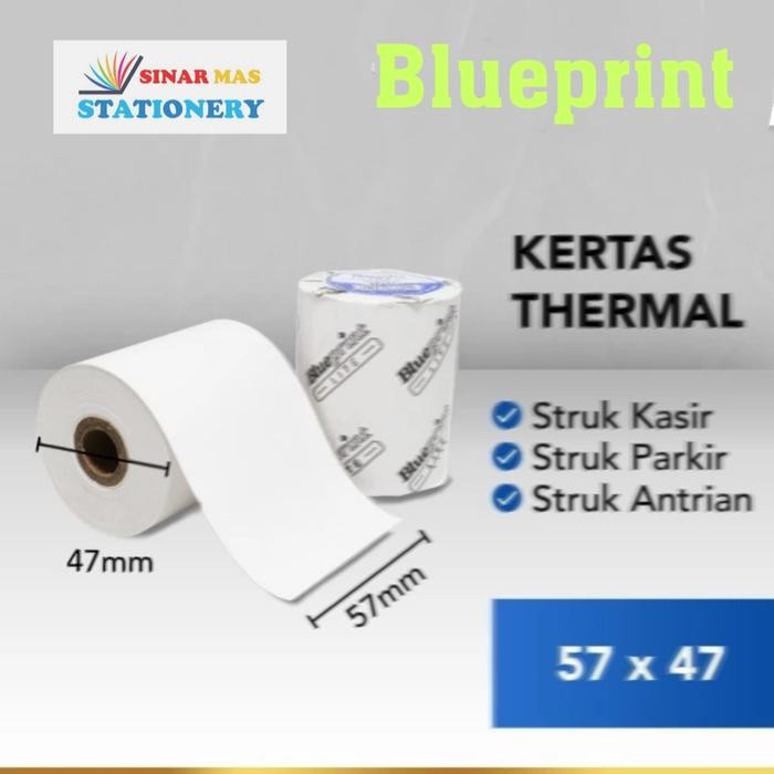 

Kertas Thermal Kasir Struk Blueprint Lite 57 X 47 - 1 pack 10 Roll
