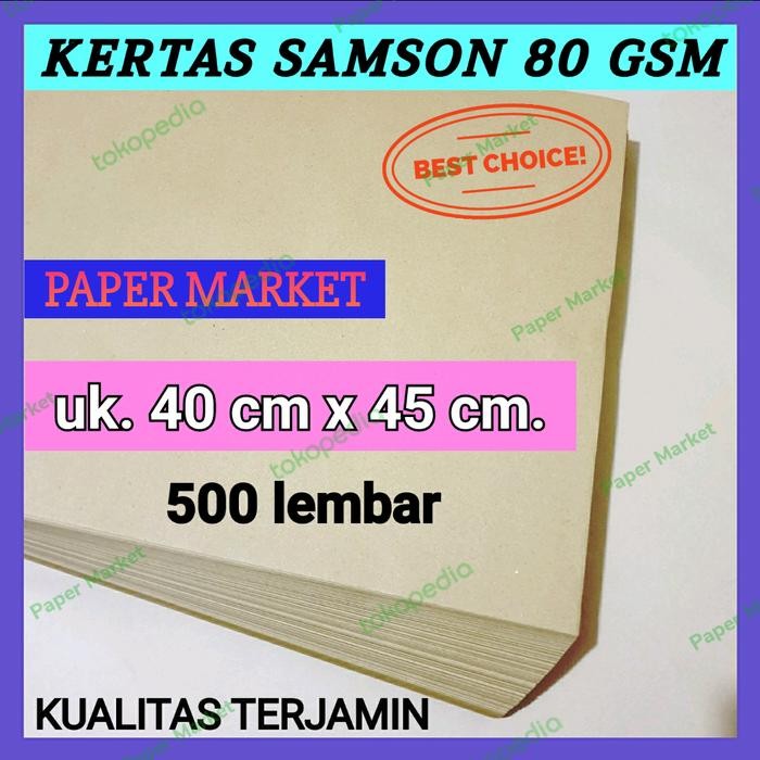 

Kertas Samson Coklat Kraft uk.40 cm x 45 cm .1 PACK 500 LEMBAR.