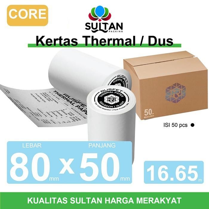 

Kertas Thermal Paper Core Printer Resi Termal Barcode POS 80x50mm DUS