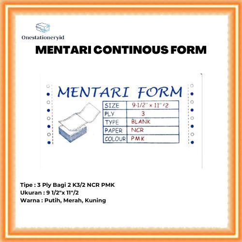 

Kertas Continuous/Continous Form K3/2, 3 Rangkap 3 Ply Bagi 2 NCR PMK