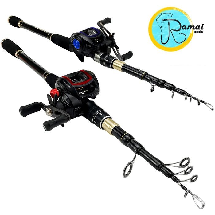 Exori Fishing - Set Pancing Joran Ul Ruas Pendek Reel Baitcasting One Way 19+1 Bb