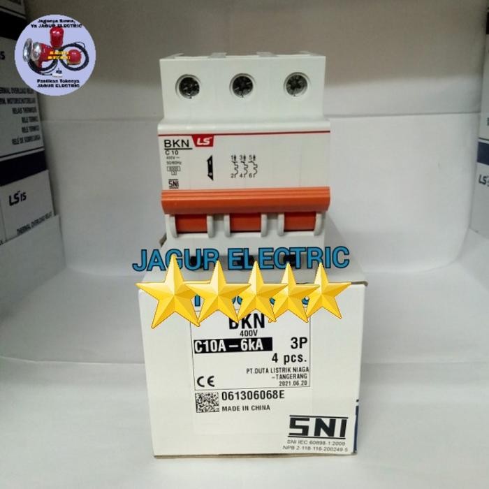 Populer Mcb 10A-3P/Bkn C10A-6Ka-3P Mcb 10 Ampere -3P Ls Original