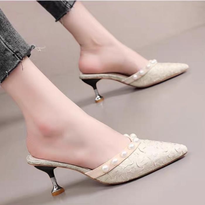 alfa Muchu - Jihan Heels Wanita 5 cm / Heels Pesta / Heels Mutiara / Heels Bigsize Wanita / Kitten