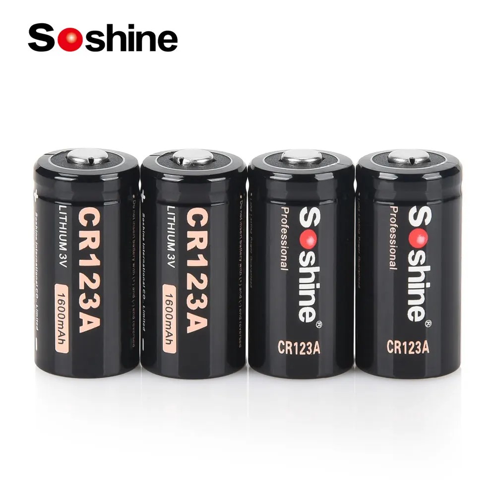 New Soshine 3V CR123A 1600mAh Battery 3 Volt Lithium Batteries Non-Rechargeable Battery for Digital 
