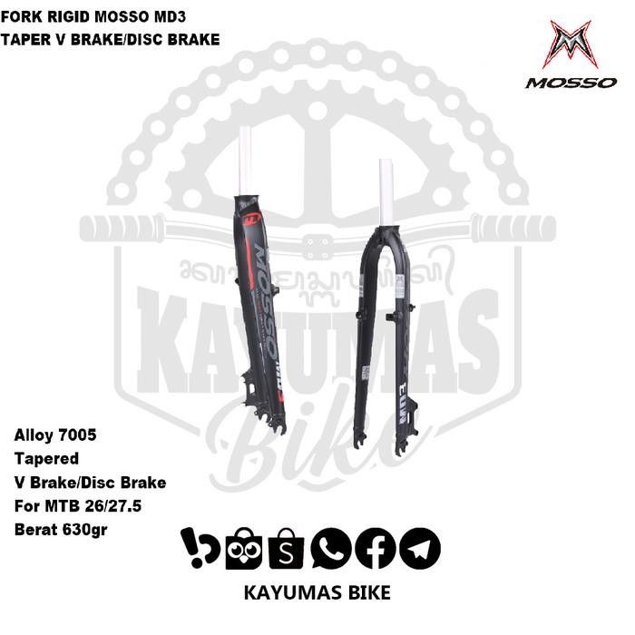 Best seller FORK RIGID MOSSO MD3 TAPERED V BRAKE & DISC BRAKE Terlaris