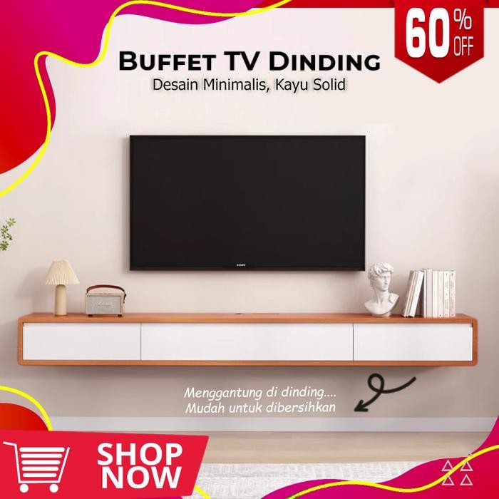 Meja TV gantung minimalis Rak TV gantung Minimalis Lemari TV Dinding Kayu Furniture aesthetic *