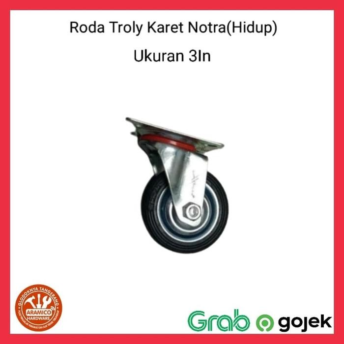 Roda gerobak Troli Karet 3 inch Hidup *