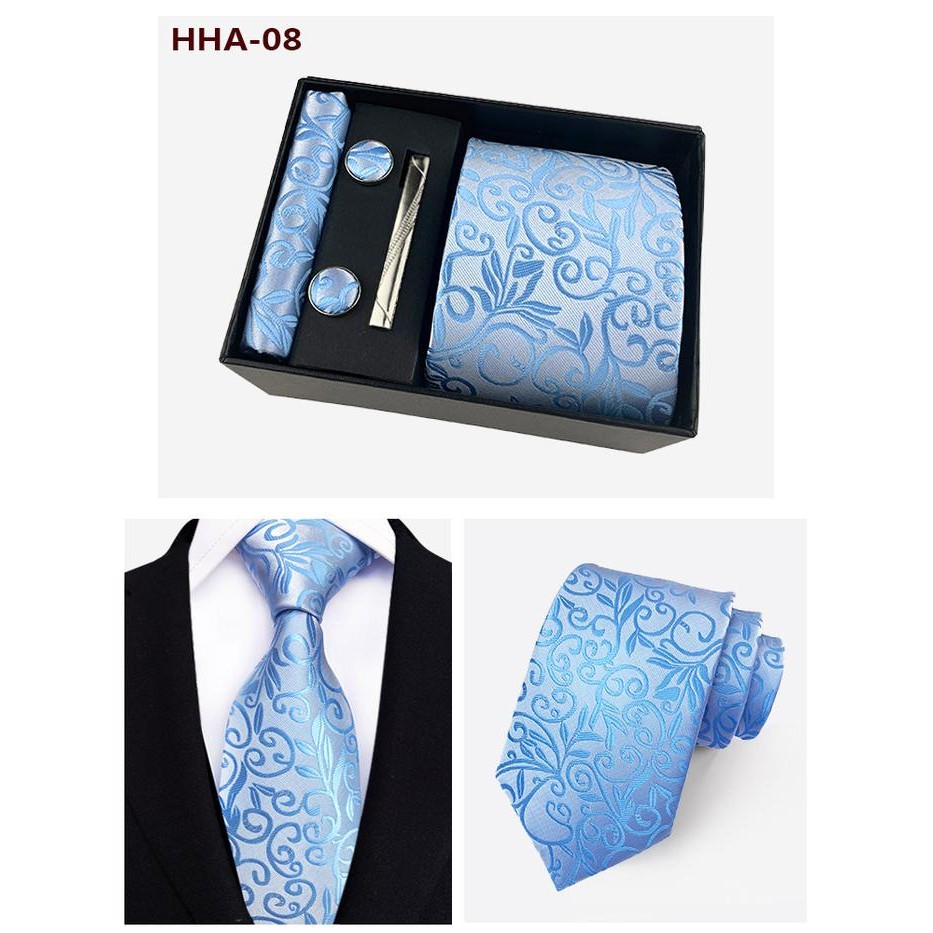DASI SET PREMIUM GIFT SET KOTAK HARDBOX MOTIF BATIK TIE BLUE BIRU MUDA *
