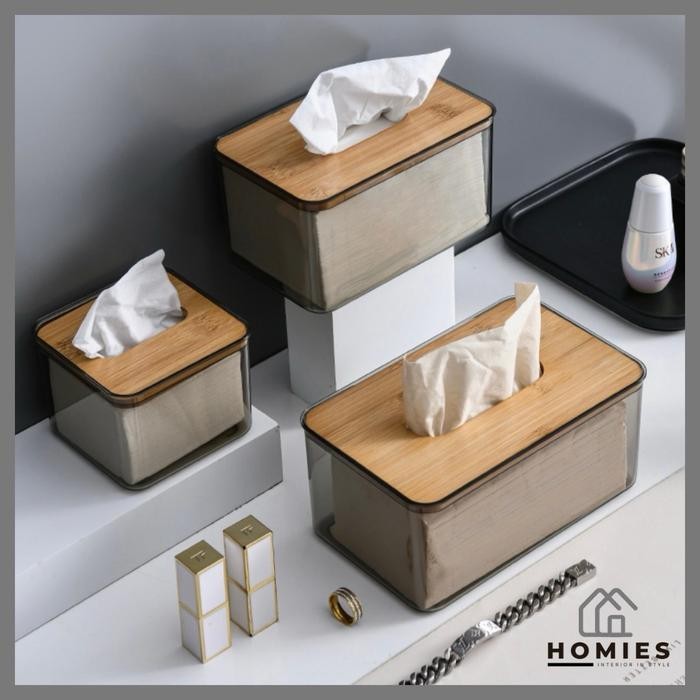 TEMPAT TISU KOTAK TISU KAYU TRANSPARAN KOTAK TISSUE KAMAR MANDI DAPUR TEMPAT TISSUE / TISSUE BOX