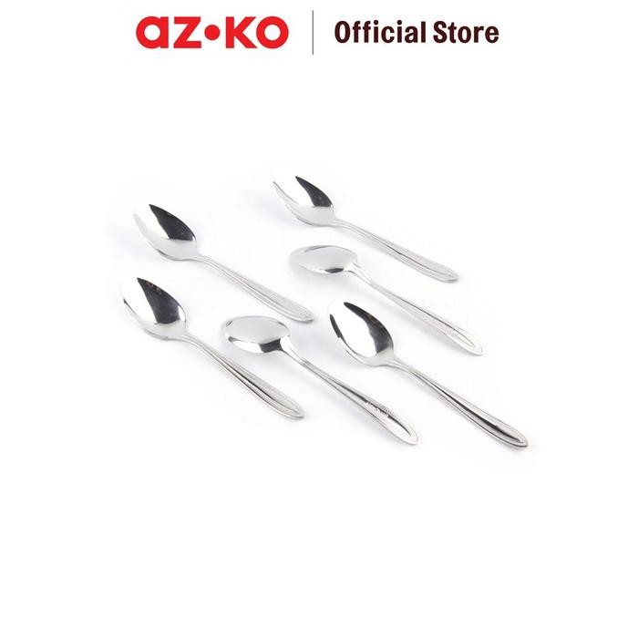 7ZRO Azko Delicia Set 6 Pcs Sendok Teh Et-1025 Tea Spoon Food Grade Sendok Pengaduk Minuman
