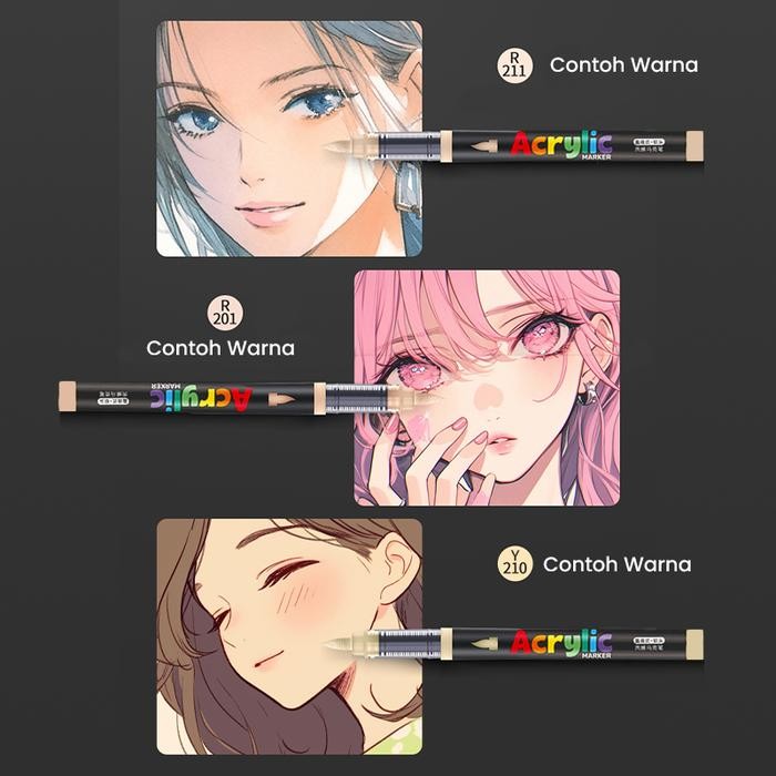 

Grasp Acrylic Marker Brush Pen Set 12/24/36/48/60 Spidol Akrilik Waterproof Tinta Direct Liquid