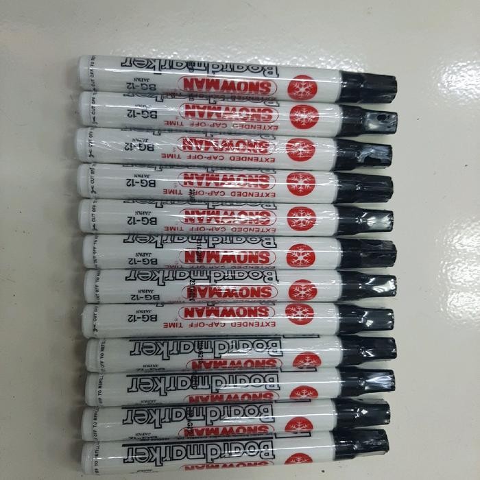 

Spidol Whiteboard Bg12 Bg 12 Snowman Spidol Tidak Permanen Hitam ,Merah Dan Biru 1Lusin 12 Pcs Hitam