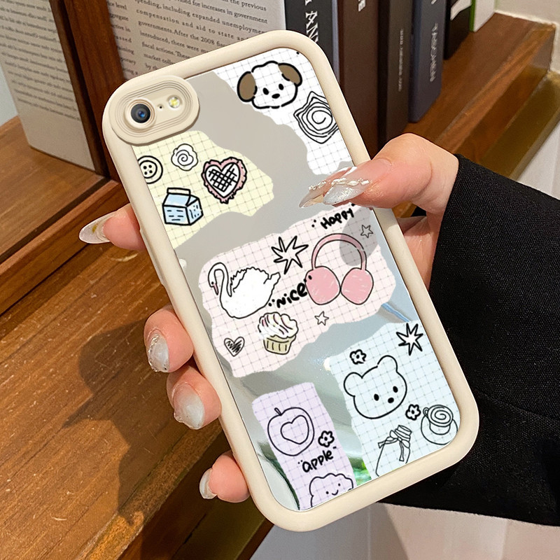 Casing Hp OPPO A39 A57 A57T A83 Case Casing Collage Teddy Bear Pattern Silikon Kesing Cesing Mirror 
