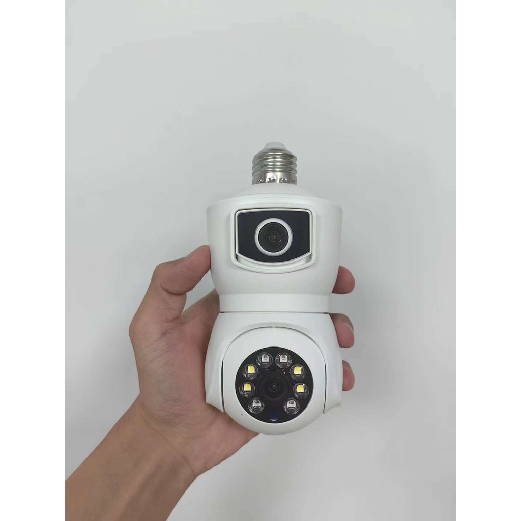 4MP UHD iCsee/V380Pro APP Dual Lens E27 Lamp Head Socket Wireless PTZ IP Camera AI Humanoid