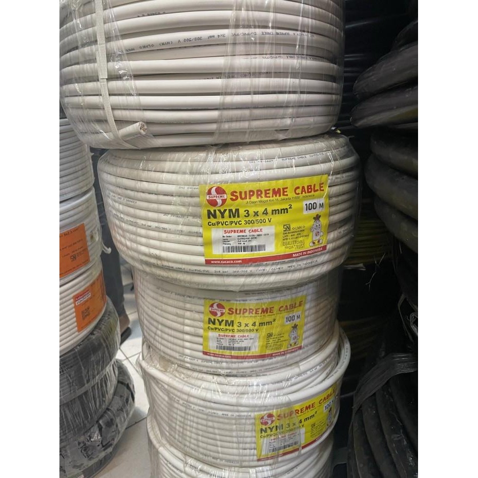 Kabel Nym 3x4 mm Supreme 50m Engkel / Supreme NYM 3x4 50m Putih