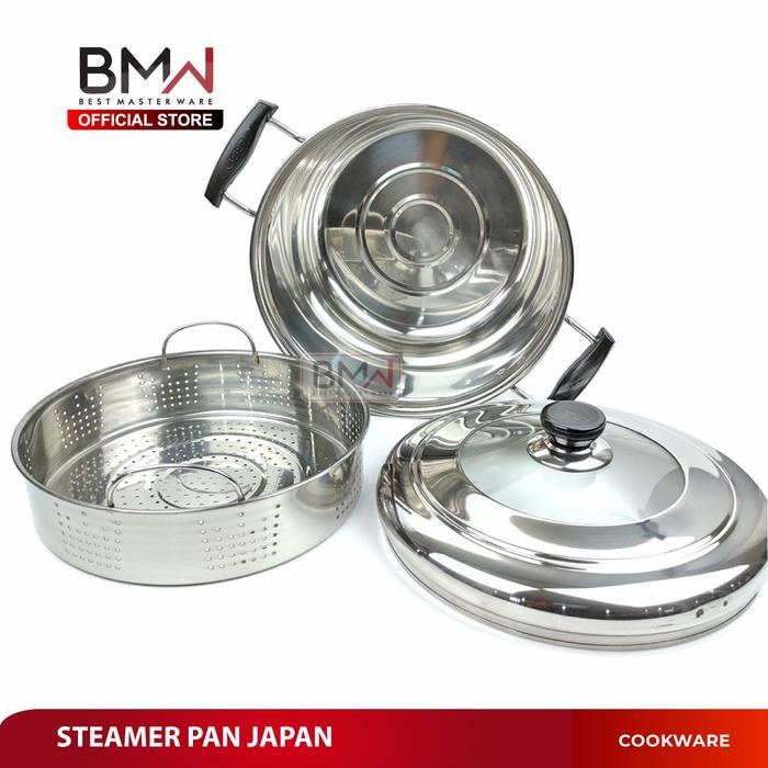 Panci Kukus Stainless Steel Dandang Panci Steamer Langseng Sarangan Tutup Kaca