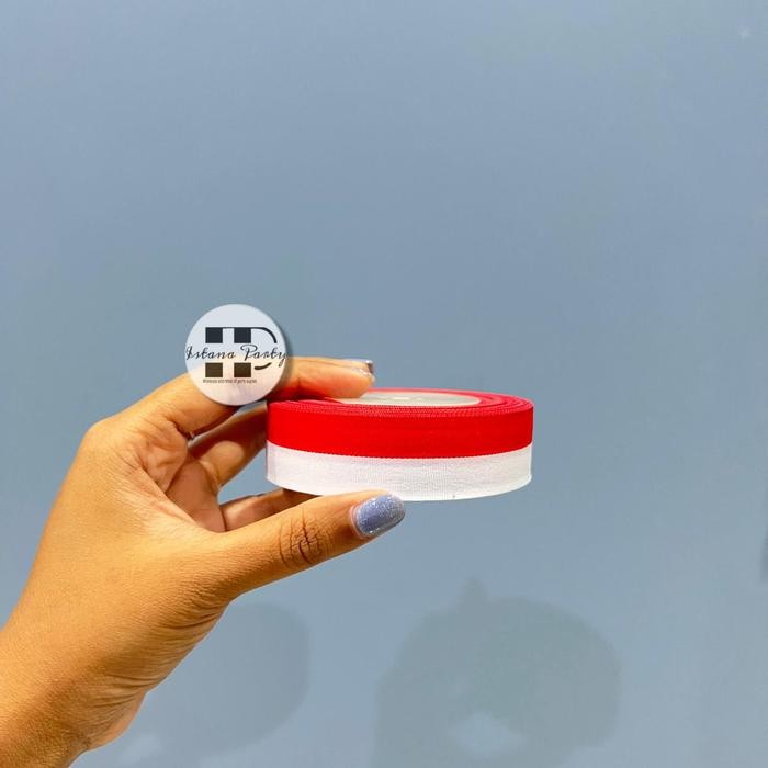 

(Allthebest) pita satin Merah putih ukuran 1"inch / ikat kepala 17 agustus merah putih 2,5cm