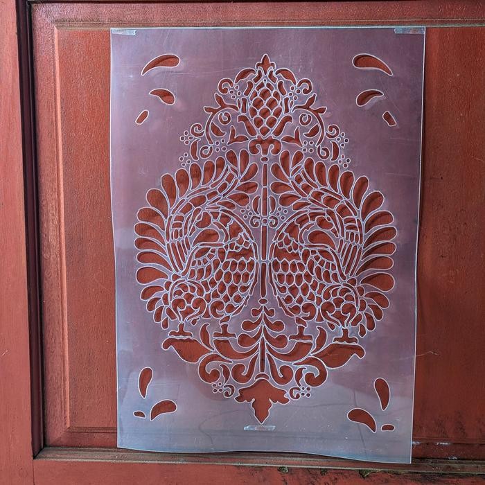 

Stencil dinding motif batik merak ukuran 50x35 cm bahan tebal