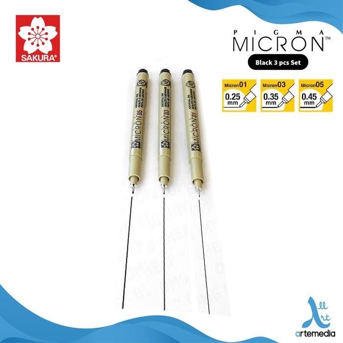 

Drawing Pen Sakura Pigma Micron Set 3 Pigment Ink Pulpen Gambar