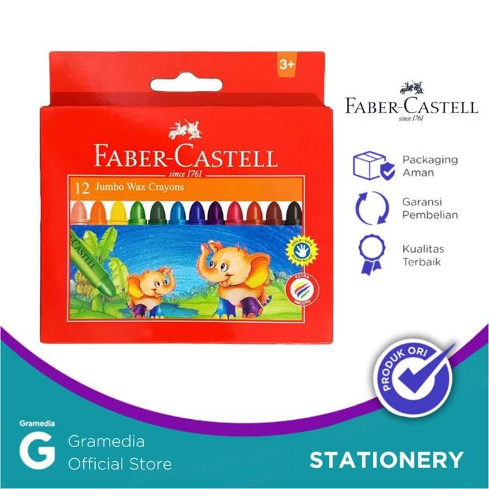 

Faber Castell Wax Crayon Jumbo 12 Pcs- Krayon Warna 12 pcs