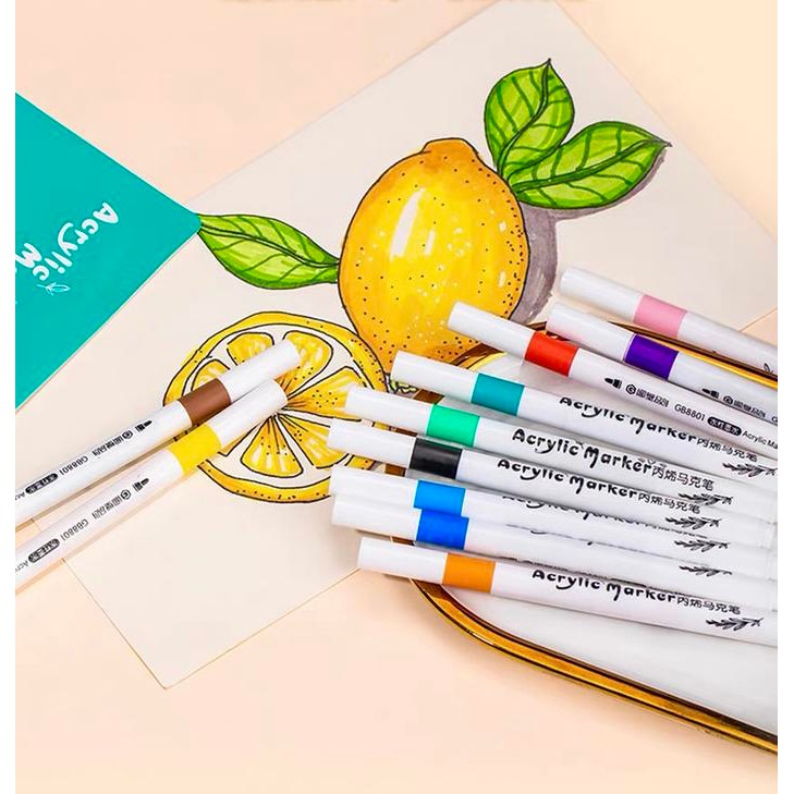 

Hightune Spidol Akrilik Marker Untuk Lukisan DIY - 12/24/36/48/60/80 Warna Paint Marker - Stationery