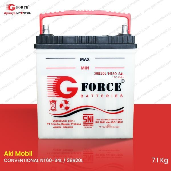 GForce NT60-S4L / 38B20L CONVENTIONAL 45AH 12V - Aki Mobil