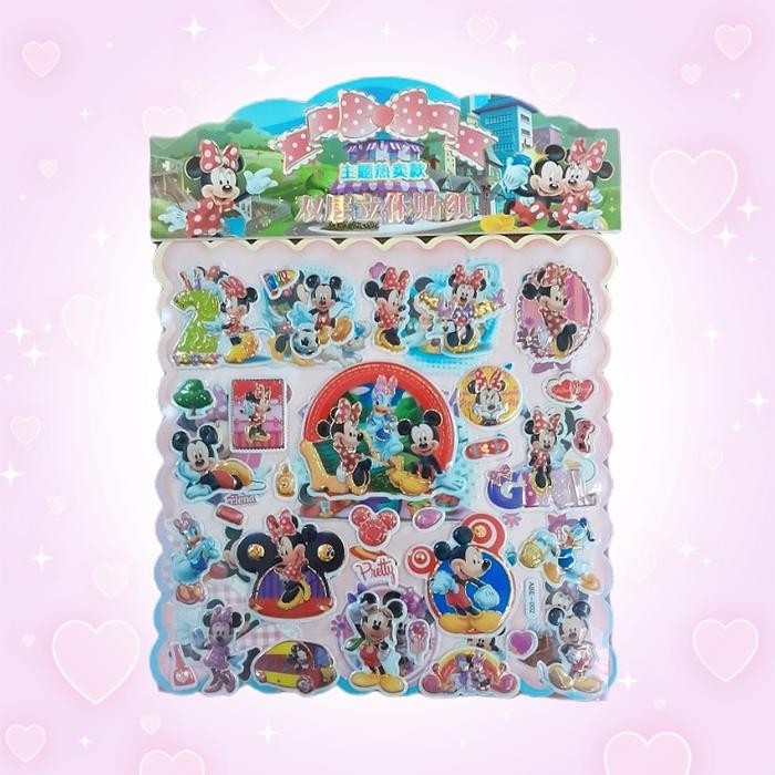 

I77W Tas Sticker Gambar Tempel Stiker Timbul Anak Karakter Mickey Minnie Mouse Isi 2 Lembar