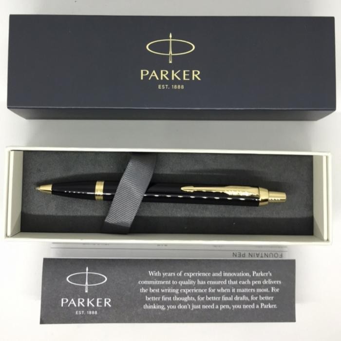 

I77W Pulpen Mewah Parker Original New Im Black Gold/Slv -Gratis Grafir Nama