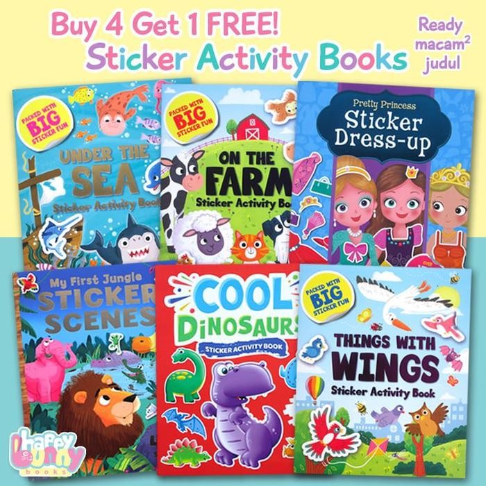

Buy 4 Get 1 FREE! Sticker activity books (ada macam-macam tema / judul)