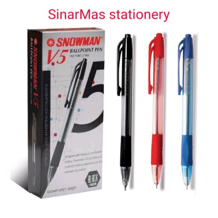 

I77W Snowman V5 Ballpoint Pen 0.7Mm (12 Pcs )./Pulpen Snowman V5