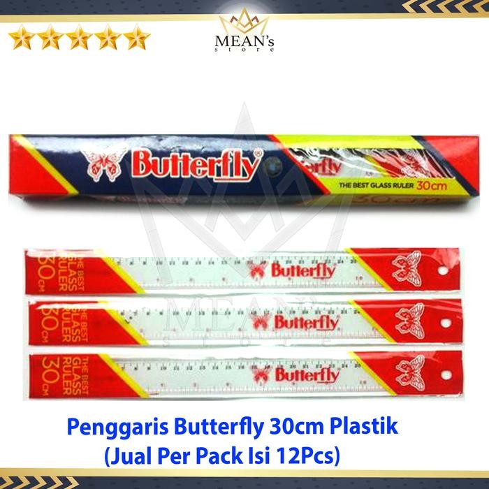 

I77W Penggaris Plastik Mika Butterfly 30Cm / Mika Glass Ruler 30 Cm