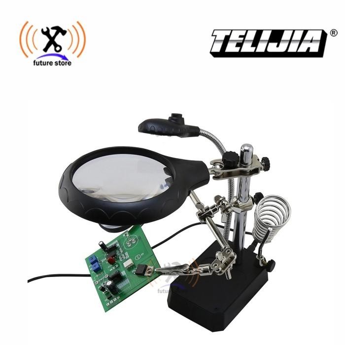 

X689 Penjepit Pcb Kaca Pembesar Besar Dudukan Solder Lampu 5 In 1 Te-800