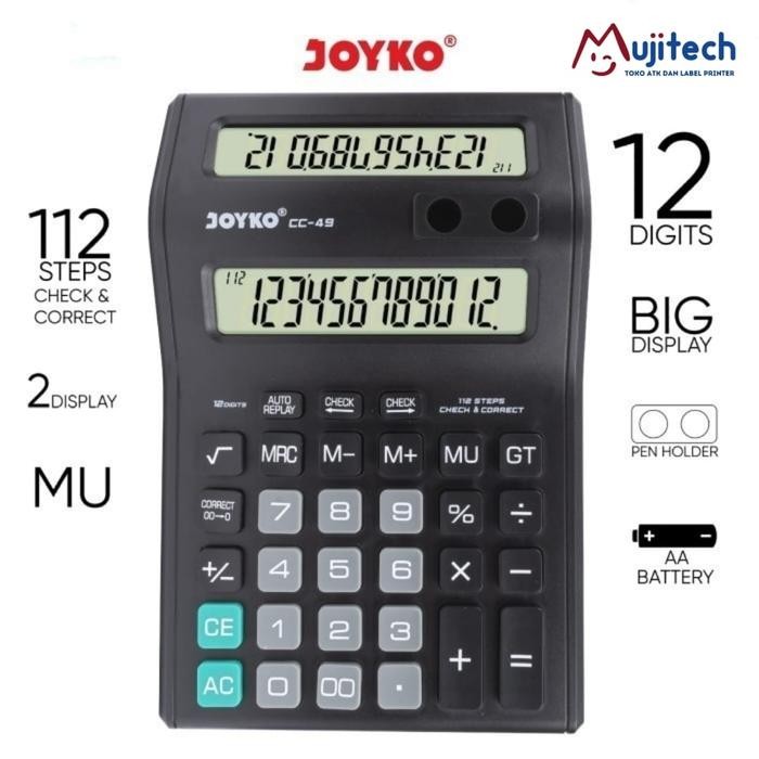 

X689 Kalkulator Dagang 2 Layar Cc 49 Dual Display Calculator 12 Digit Joyko